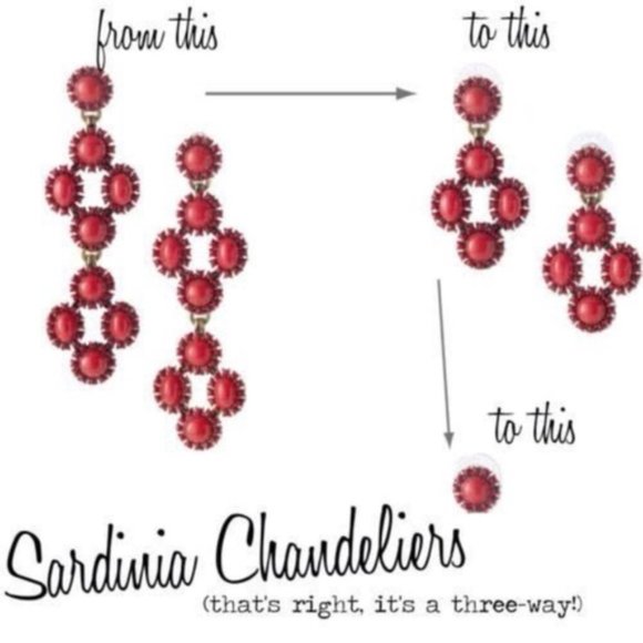 Stella & Dot | Retired Versatile 3-in-1 Coral Red Sardinia Earrings - Picture 5 of 15